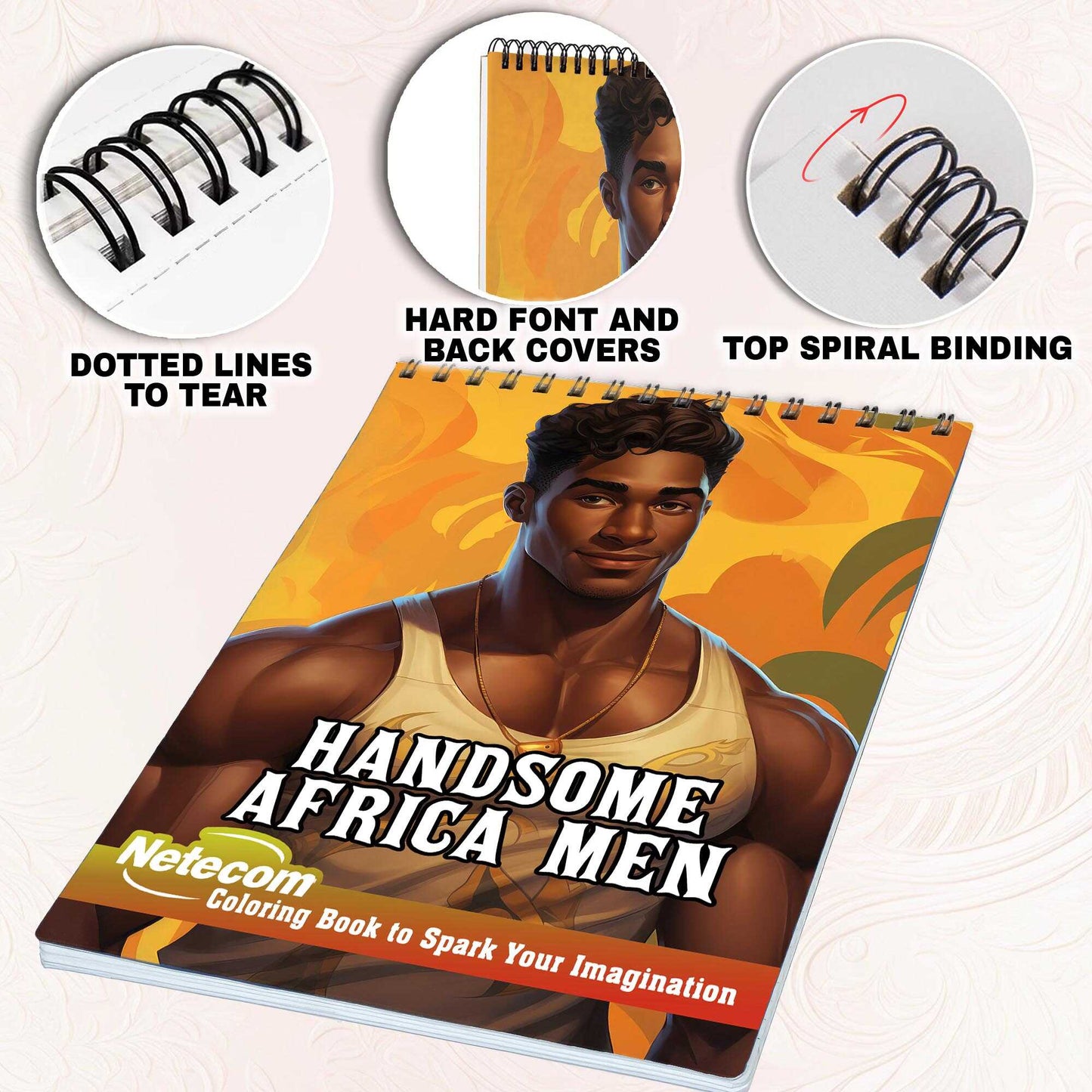 Handsome Africa Men Spiral Bound Coloring Book, Discover Classic Charm with 30 Enchanting Coloring Pages, Unleashing Your Creativity in the World of Distinguished African Men