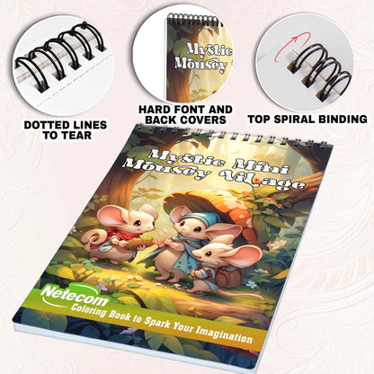 Mystic Mini Mousey Village Spiral Bound Coloring Book, Unleash Your Creativity with 30 Charming Pages Filled with Tales from the Enchanted Mini Mousey Village.