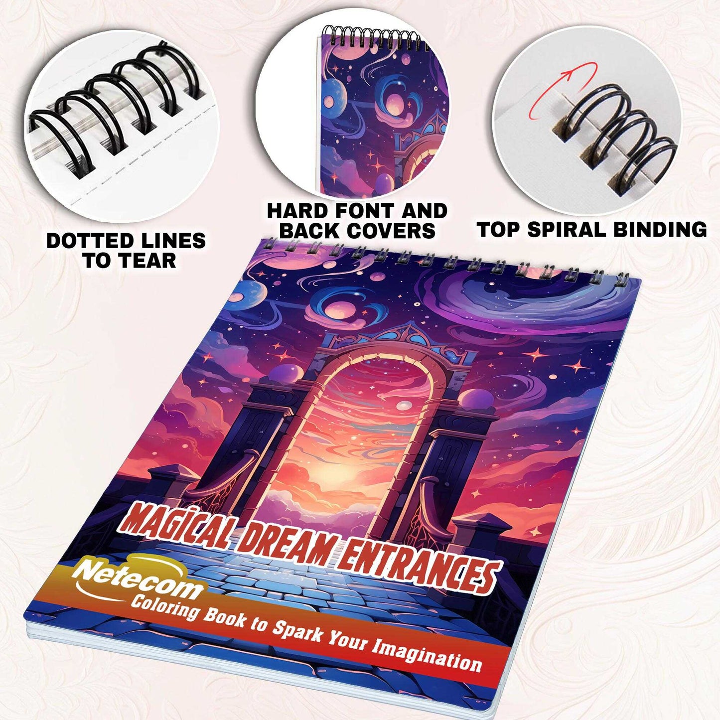 Magical Dream Entrances Spiral Bound Coloring Book, Step into 30 Enchanting Coloring Pages of Magical Dream Entrances, Crafted for Artistic Exploration.