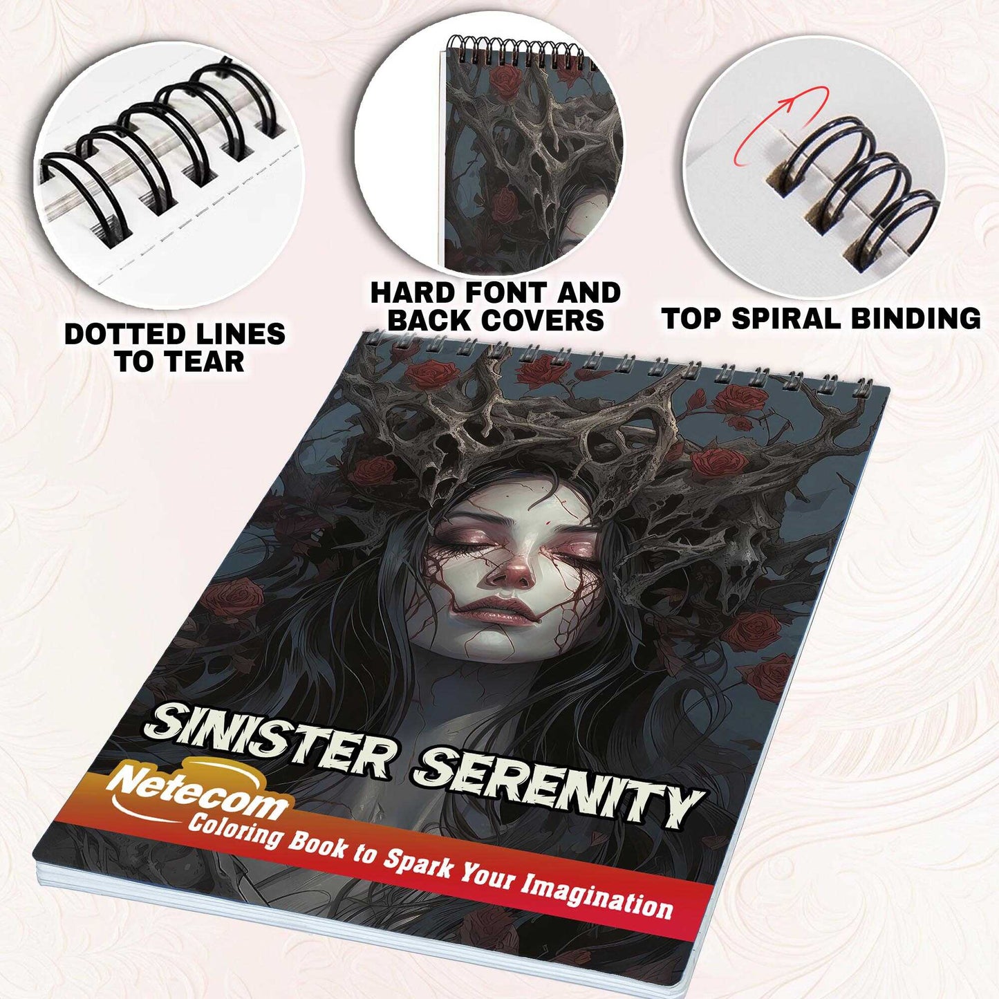 Sinister Serenity Spiral Bound Coloring Book, Enter the Sinister Serenity with 30 Coloring Pages for Gothic Art Enthusiasts to Unleash Their Creative Expression