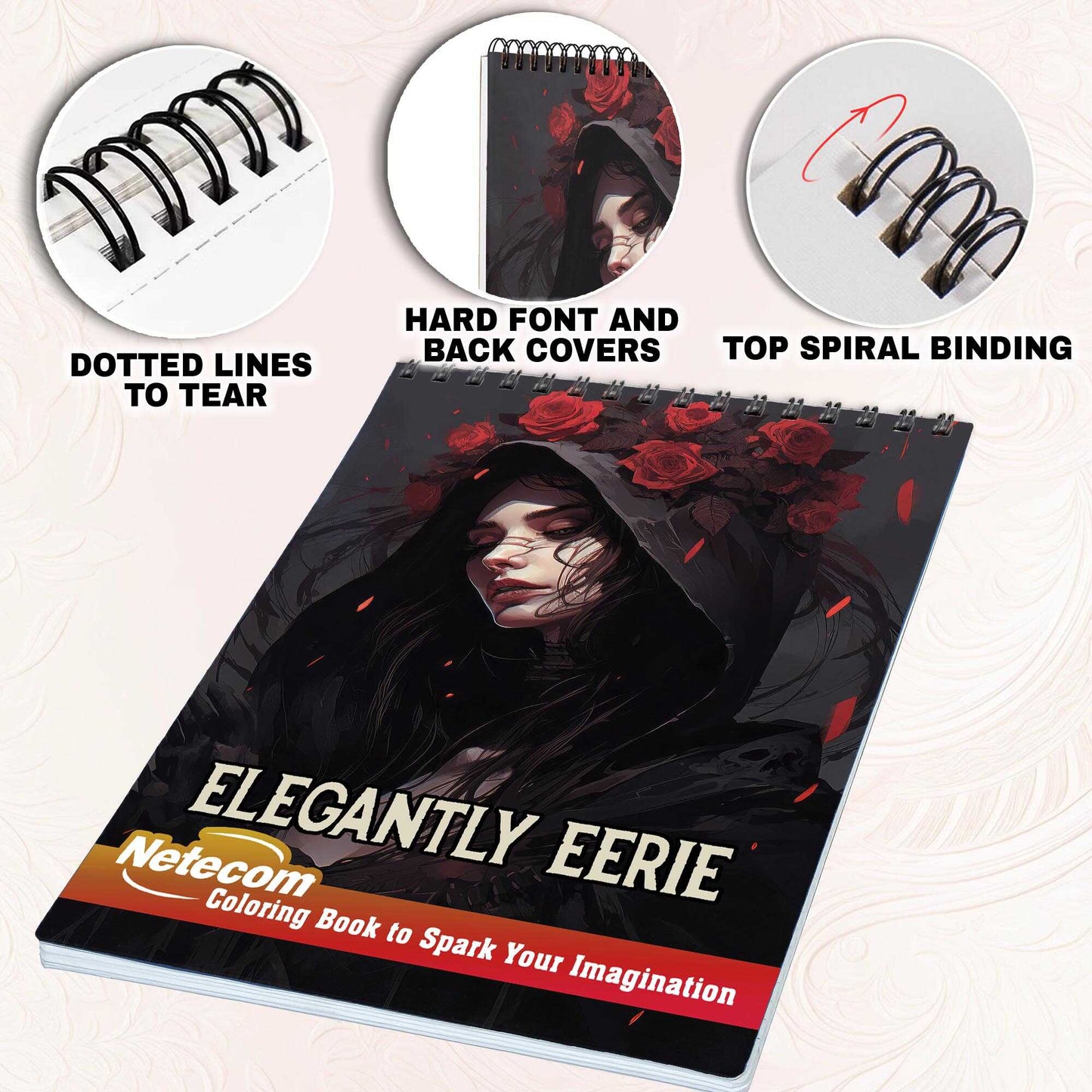 Elegantly Eerie Spiral Bound Coloring Book, Capture the Essence of Gothic Elegance with 30 Striking Coloring Pages for Coloring Aficionados to Bring Out the Unique Personality of Each Elegantly Eerie Woman