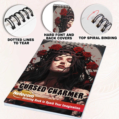 Cursed Charmer Spiral Bound Coloring Book, Step into the Haunting Beauty with 30 Exquisite Coloring Pages of the Cursed Charmer to Bring Enchanting and Eerie Scenes to Life