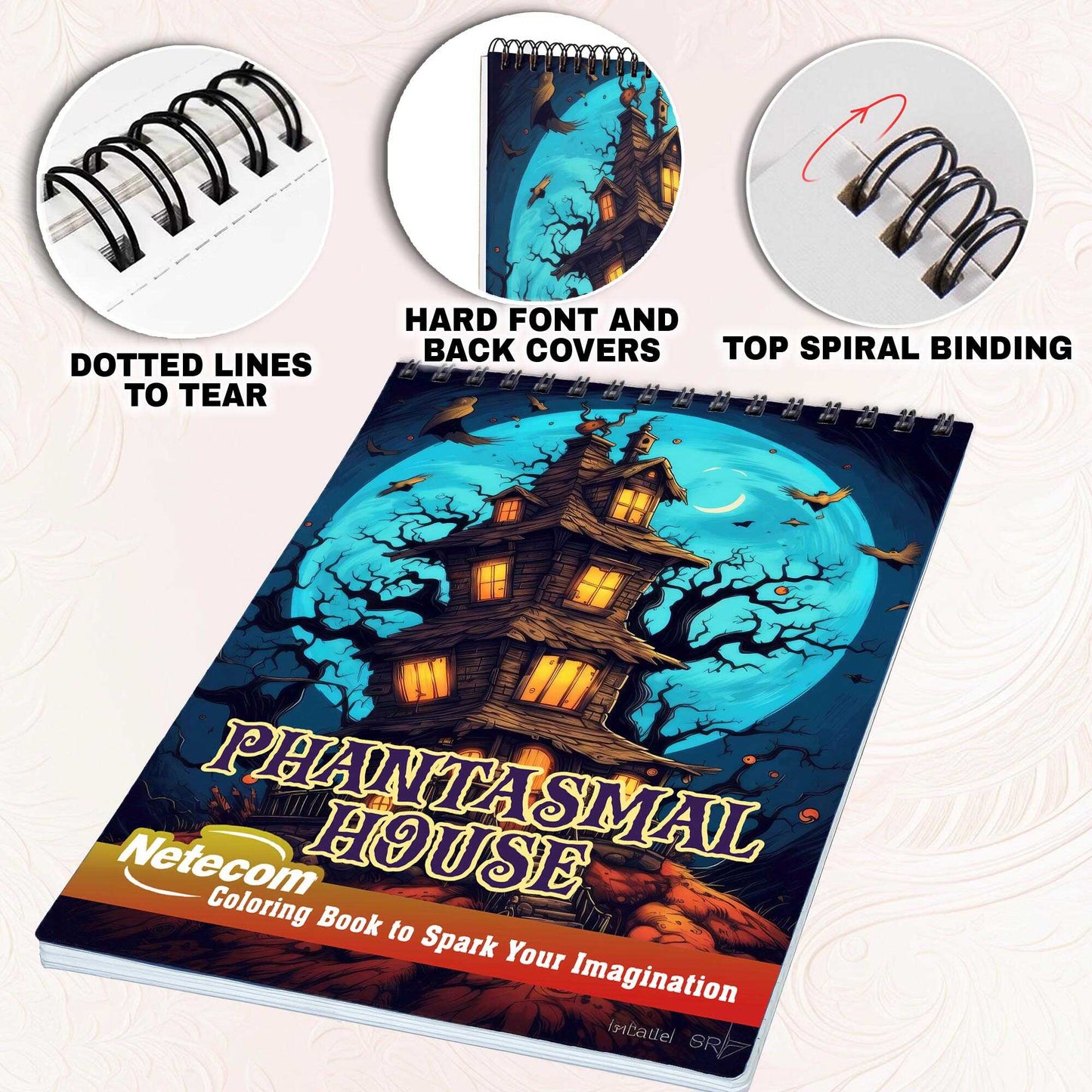 Phantasmal House Spiral Bound Coloring Book, Explore the Mysterious Beauty of Phantasmal Houses with 30 Exquisitely Illustrated Coloring Pages.