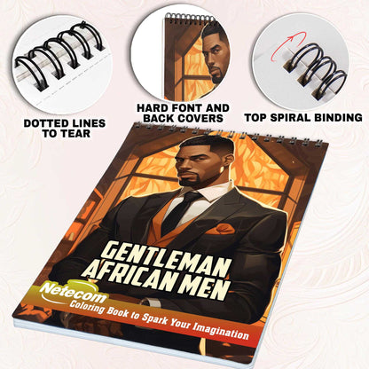 Gentleman African Men Spiral Bound Coloring Book, Indulge in 30 Dashing Coloring Pages, Fostering Focus and Imagination while Celebrating Handsome African Men