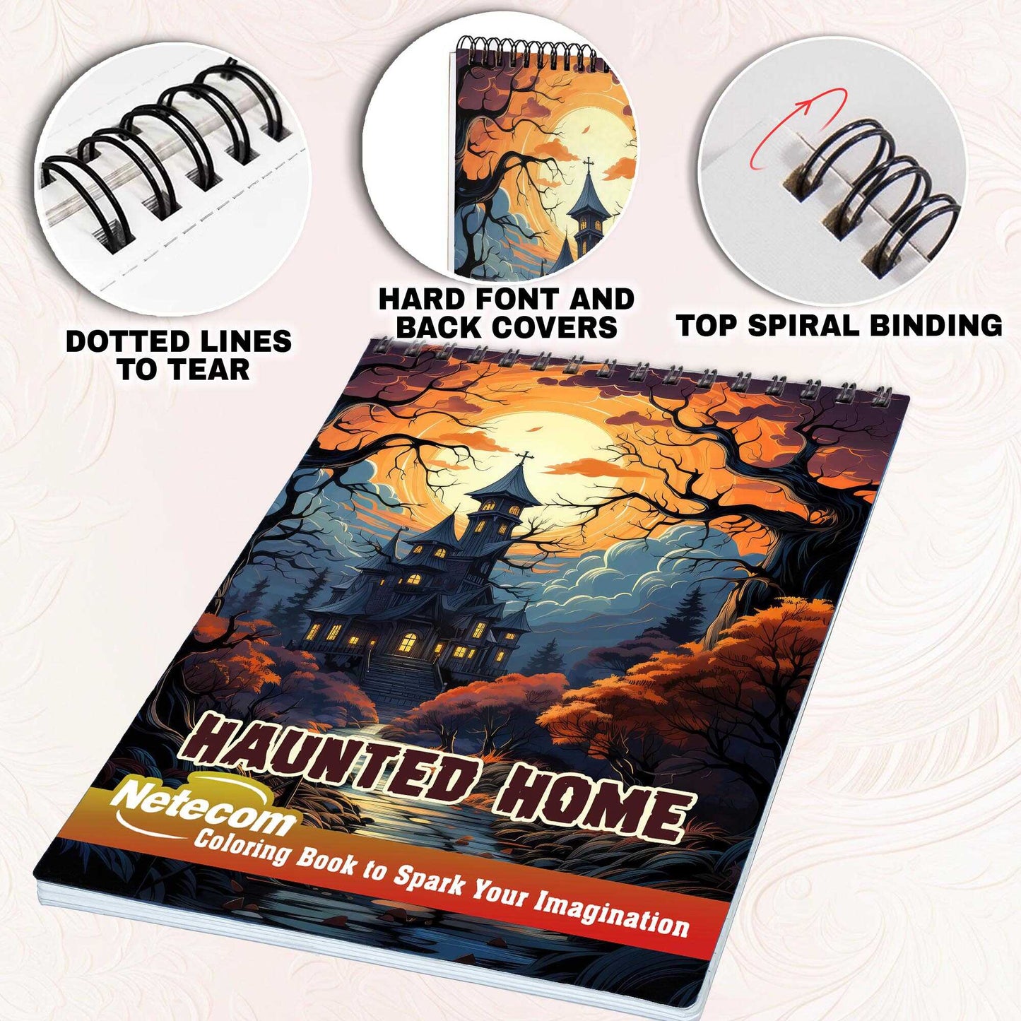 Haunted Home Spiral Bound Coloring Book, Embrace the Chills and Thrills with 30 Enchanting Pages, Where Haunted Spirits Roam Free.