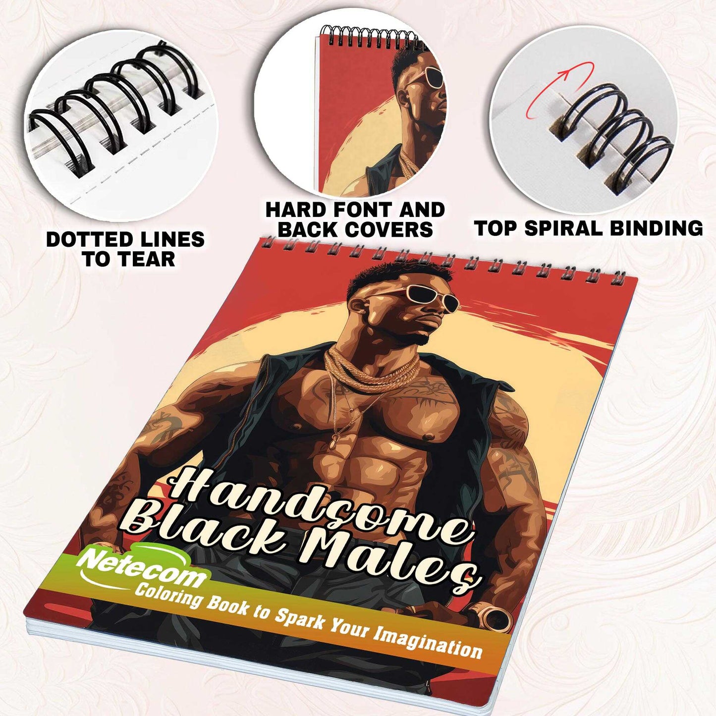 Handsome Black Males Spiral Bound Coloring Book, Capture the Essence of Distinguished Style with 30 Inspiring Coloring Pages, Creating a Timeless Gallery of Handsome Black Men