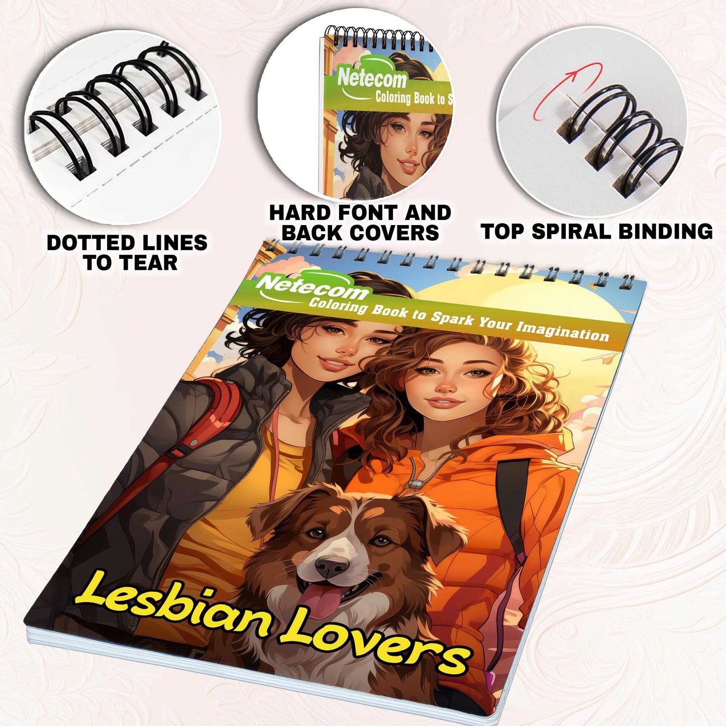 Lesbian Lovers Spiral Bound Coloring Book, Discover the Power of Love and Togetherness through 30 Exquisitely Illustrated Coloring Pages of Lesbian Love Stories.