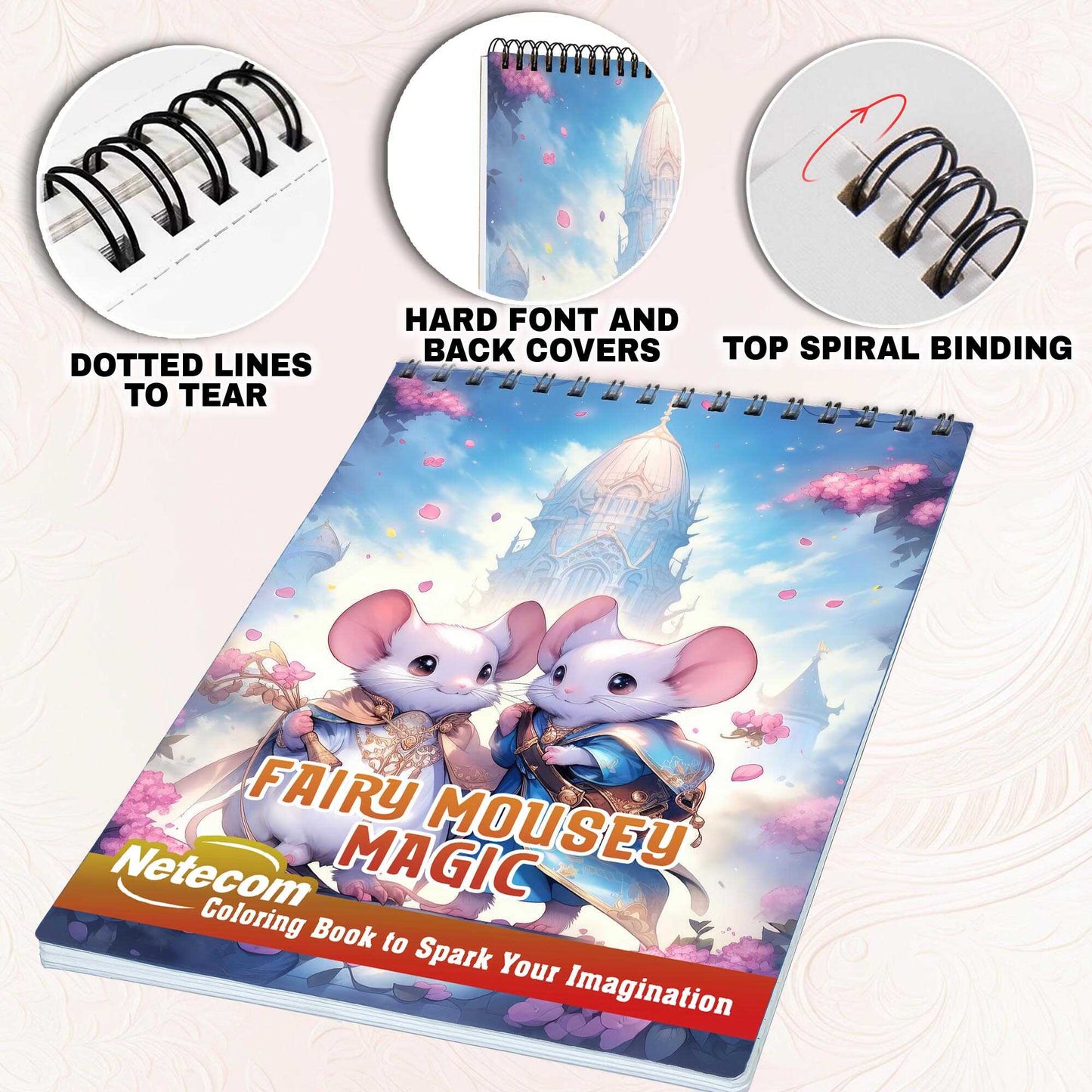 Fairy Mousey Magic Spiral Bound Coloring Book, Step into a Whimsical World with 30 Captivating Coloring Scenes of Fairy Mousey Magic.