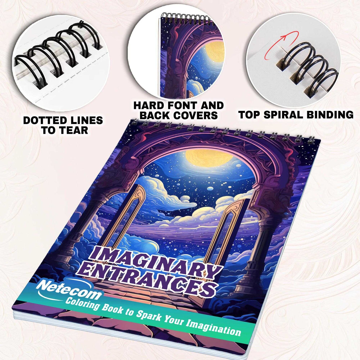 Imaginary Entrances Spiral Bound Coloring Book, Step into 30 Enchanting Coloring Pages of Imaginary Entrances, Crafted for Artistic Exploration.