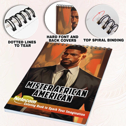 Mister African American Spiral Bound Coloring Book, Discover Classic Charm with 30 Enchanting Coloring Pages, Unleashing Your Creativity in the World of Mister African American