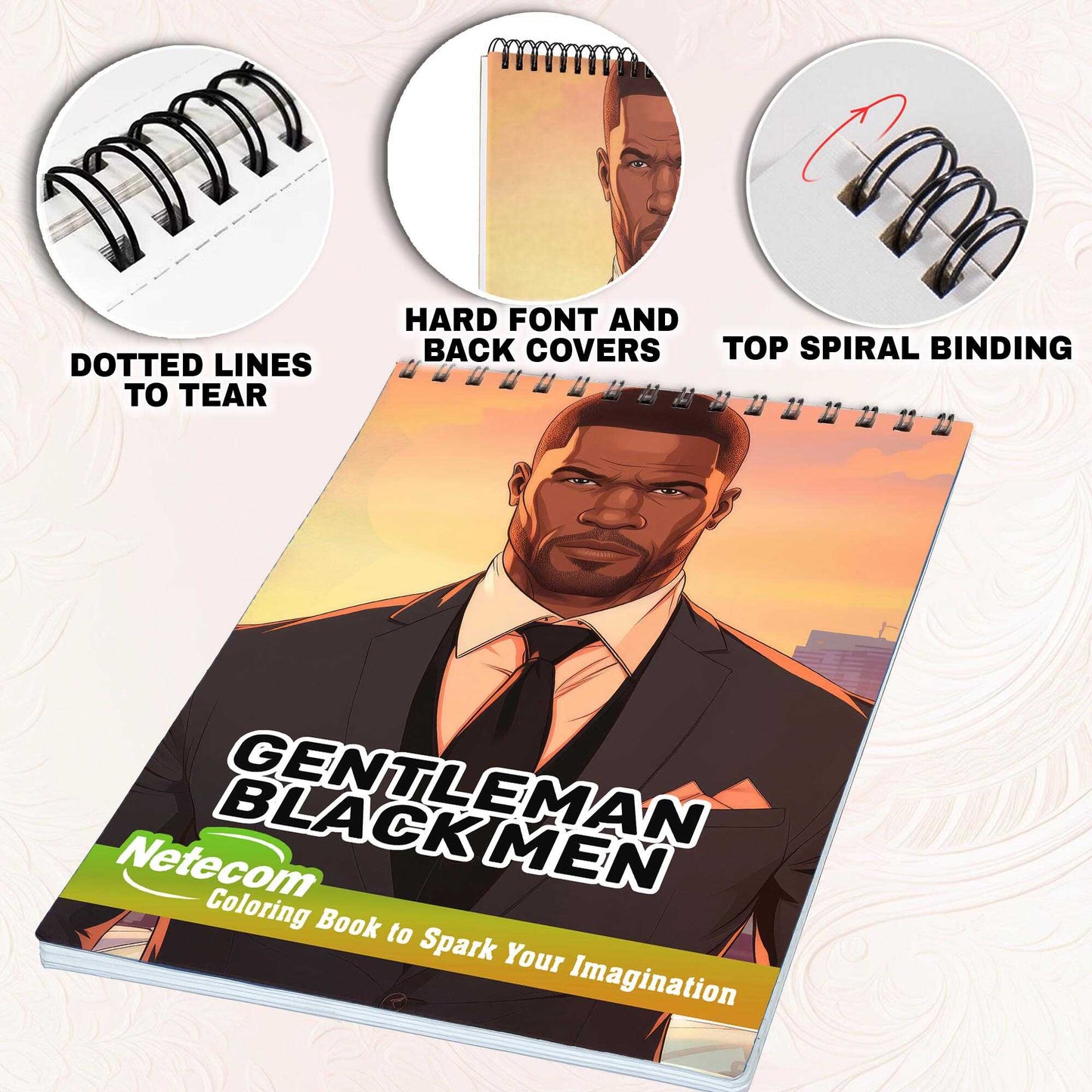 Gentleman Black Men Spiral Bound Coloring Book, Discover Classic Charm with 30 Enchanting Coloring Pages, Unleashing Your Creativity in the World of Distinguished Black Men