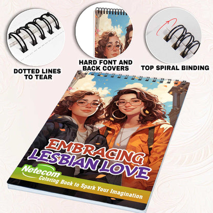 Embracing Lesbian Love Spiral Bound Coloring Book, Discover the Power of Love and Acceptance through 30 Exquisitely Illustrated Coloring Pages of Lesbian Love Stories.