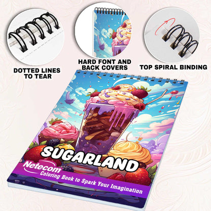 Sugarland Spiral Bound Coloring Book, Indulge in 30 Dazzling Coloring Pages, Fostering Focus and Creativity as You Celebrate the Artistry of Culinary Confections