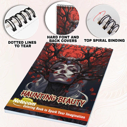 Haunting Beauty Spiral Bound Coloring Book, Discover the Elegance of Darkness with 30 Mesmerizing Coloring Pages of Haunting Beauty, Unleashing Your Inner Artist