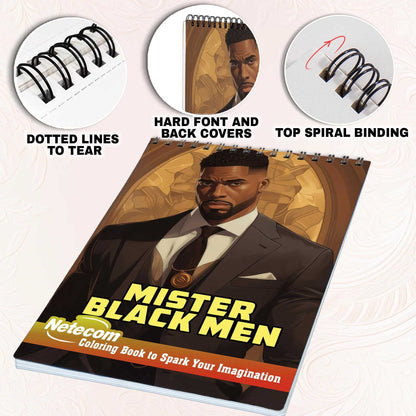 Mister Black Men Spiral Bound Coloring Book, Enchanting Mister Black Men Await with 30 Tranquil Coloring Pages, Evoking the Grace and Style of Distinguished Men