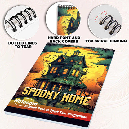 Spooky Home Spiral Bound Coloring Book, Celebrate the Spirit of Halloween with 30 Delightful Coloring Book Pages, Each Filled with Spooky Home Magic.