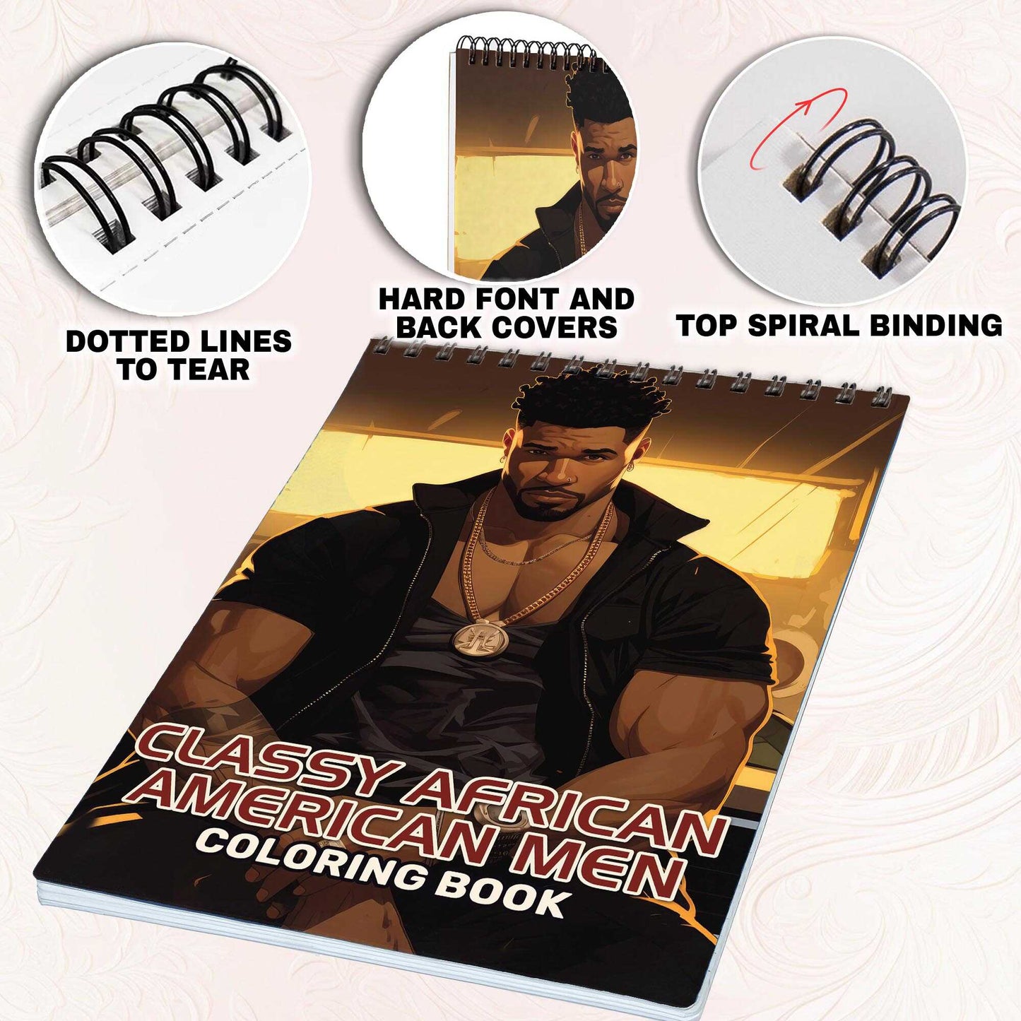 Classy African American Men Spiral Bound Coloring Book, Discover Classic Charm with 30 Enchanting Coloring Pages, Unleashing Your Creativity in the World of Classy African American Men