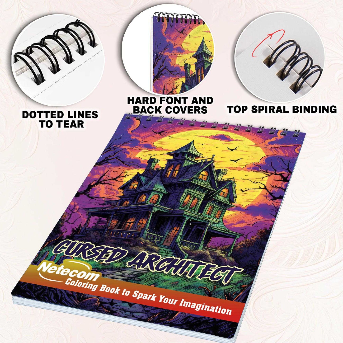 Cursed Architect Spiral Bound Coloring Book, Journey into a World of Eerie Enchantment with 30 Artistic Coloring Pages Inspired by the Cursed Atmosphere.