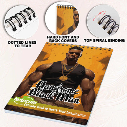 Charming Blackman Spiral Bound Coloring Book, Discover Classic Charm with 30 Enchanting Coloring Pages, Unleashing Your Creativity in the World of Handsome Black Men