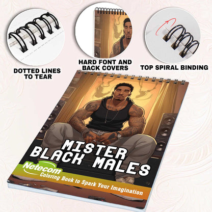 Mister Black Males Spiral Bound Coloring Book, Enchanting Handsome Black Males Await with 30 Tranquil Coloring Pages, Evoking the Grace and Charisma of Distinguished Men