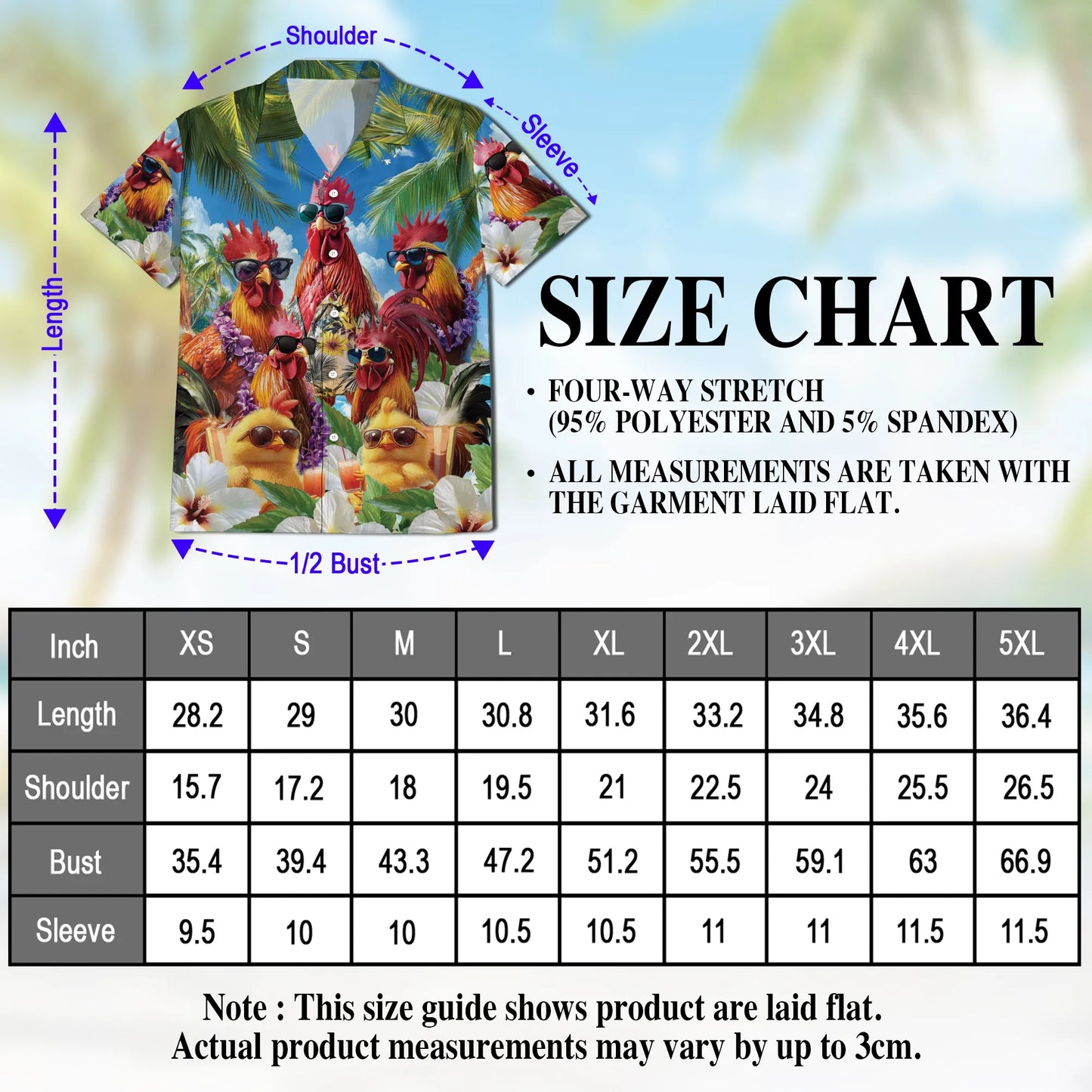 Funny Chicken Wearing Sunglasses Print Hawaii Dog and Owner Matching Button Shirts