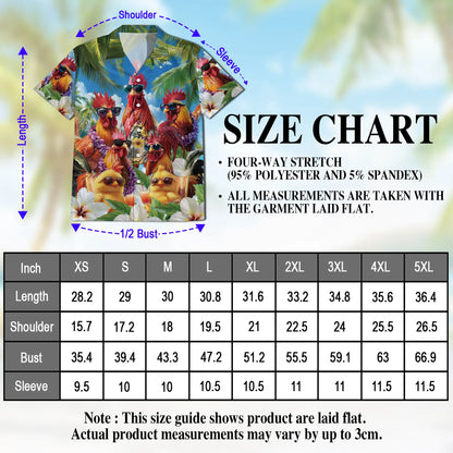 Funny Chicken Wearing Sunglasses Print Hawaii Dog and Owner Matching Button Shirts