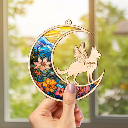 Netecom Personalized German Shepherd Memorial Suncatcher German Shepherd Dog Angel Wings Memorial Gift Christmas Ornament Decor, Bereavement Gift Dog Memorial Loss of Pet Sympathy Gift for Dog Lover