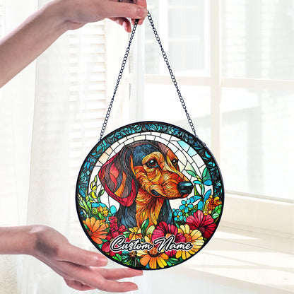 Netecom Personalized Dachshund Dog Ornament, Custom Memorial Suncatcher, Pet Loss Remembrance Gift, Christmas Decoration