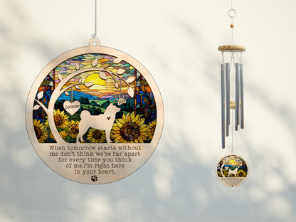 Netecom Akita Dog Wind Chimes Memorial, Personalized Pet Memorial Wind Chimes for Dogs Suncatcher, Dog Loss Memorial Ornament, Sympathy Wind Chimes Outside Garden Decor, Loss of Pet Remembrance Gift