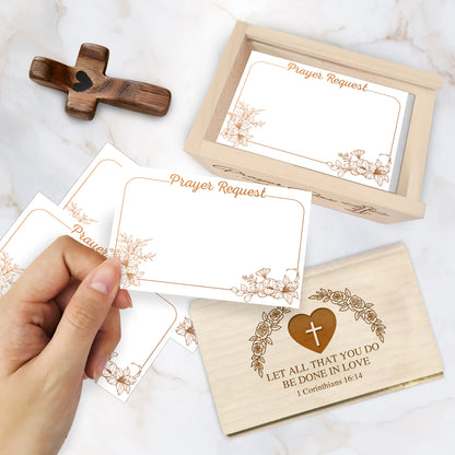 Netecom Personalized Couple Prayer Box for Valentine’s Day with 100 Prayer Request Cards & Wooden Cross – Custom Names and Anniversary Date Christian Gift