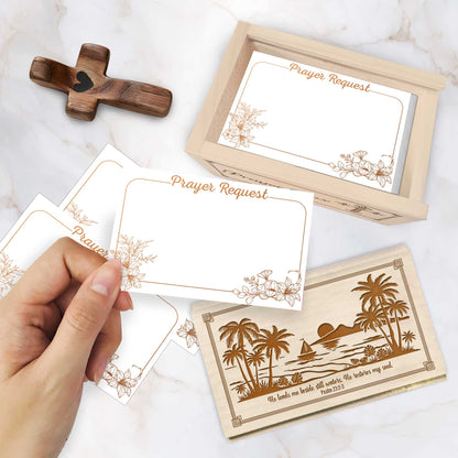 Netecom Personalized Wooden Prayer Box with 100 Prayer Request Cards & Custom Name Handheld Cross – Christian Faith Keepsake for Daily Prayer & Reflection