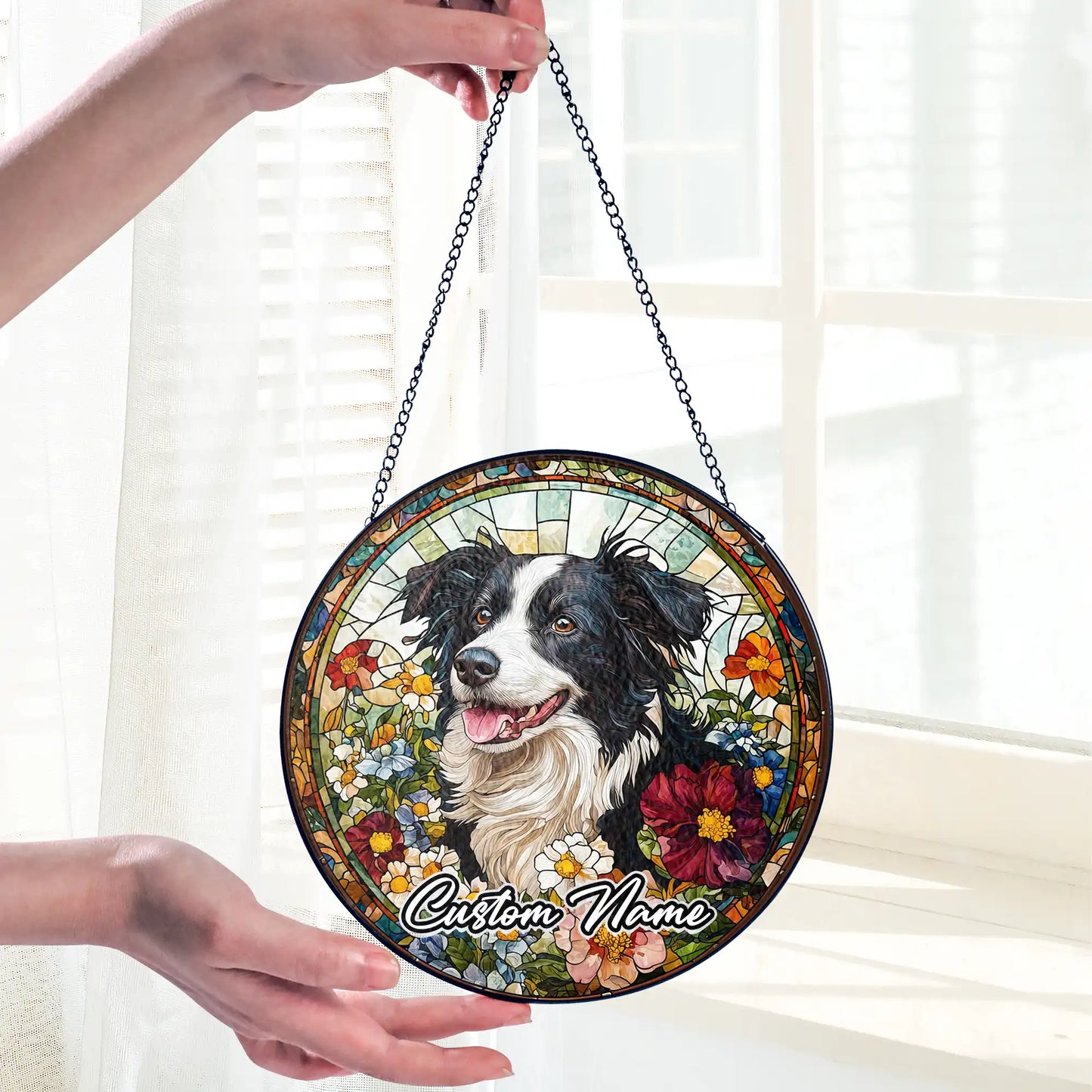 Personalized Border Collie Memorial Suncatcher - Pet Loss Remembrance Gift