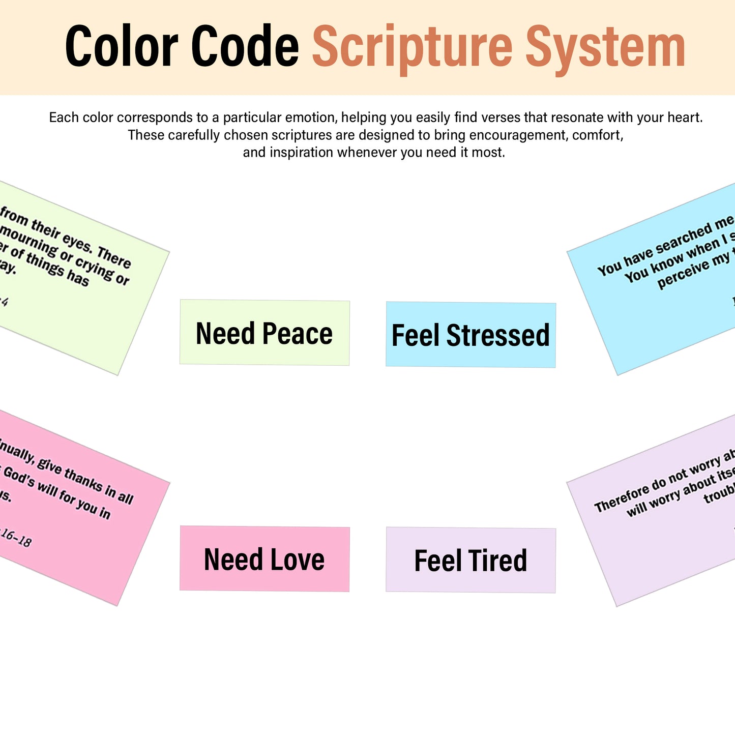 Netecom Bible Verse Box with Prayer Cross, 150 Scripture Cards for Emotions & Feelings, 4 Color-Coded Themes – Uplifting Christian Gift for Comfort & Support