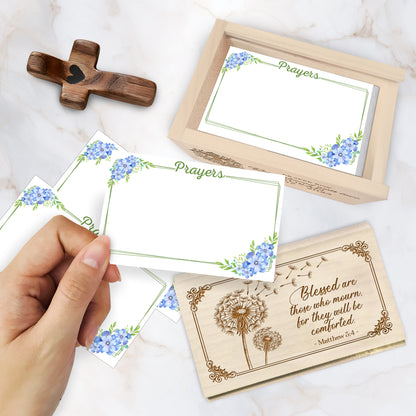 Netecom Personalized Memorial Prayer Box with 100 Prayer Request Cards & Handheld Cross – Custom Name and Years, Wooden Remembrance Keepsake, Forever in Our Hearts