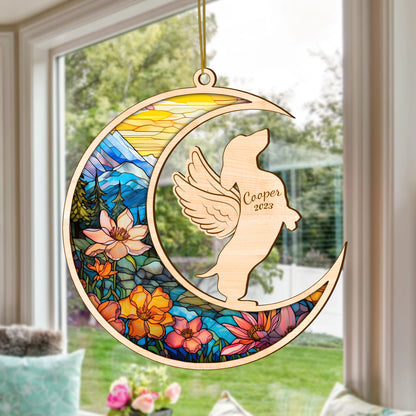 Netecom Personalized Dachshund Memorial Suncatcher, Dachshund Dog Angel Wings Memorial Gift, Pet Loss Light Catcher, Bereavement Gift Dog Memorial Ornament Loss of Pet Sympathy Gift for Dog Lovers
