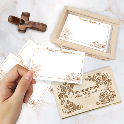Netecom Personalized Couple Prayer Box with Custom Names and Wedding Date – 100 Prayer Request Cards, Christian Faith Keepsake, Spiritual Encouragement Gift for Him, Her