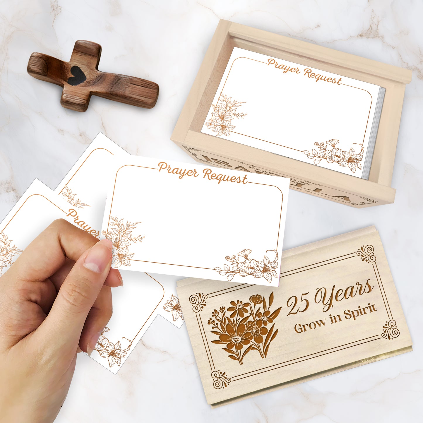 Netecom Personalized Birthday Prayer Box with Custom Name & Age, Christian Birthday Gift with Cross and 100 Prayer Request Cards, Faith Keepsake Grow in Spirit