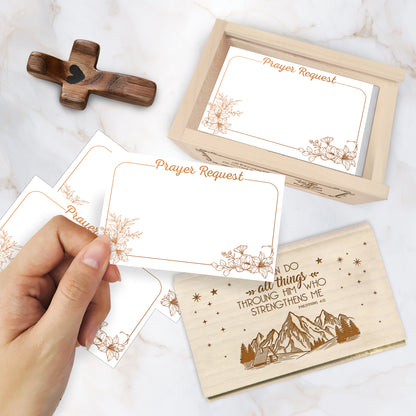 Netecom Personalized Prayer Box with Custom Name Cross, 100 Prayer Request Cards, Christian Gift for Daily Faith and Spiritual Reflection