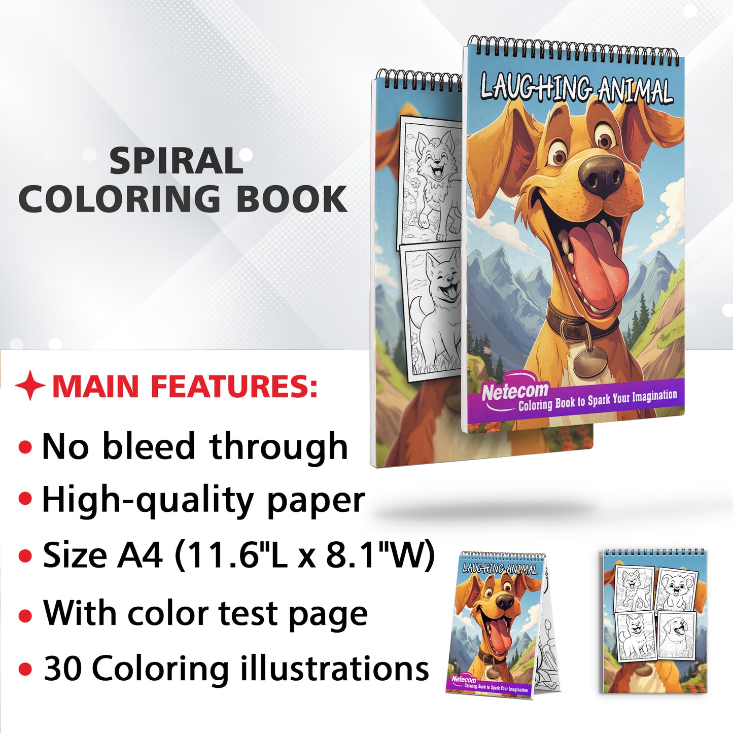 Laughing Animal Spiral Bound Coloring Book, Immerse Yourself in the World of Funny Creatures with 30 Captivating Coloring Pages