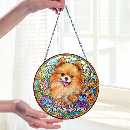 Netecom Personalized Pomeranian Dog Ornament, Custom Pet Memorial Suncatcher, Pet Loss Remembrance Gift, Christmas Decoration