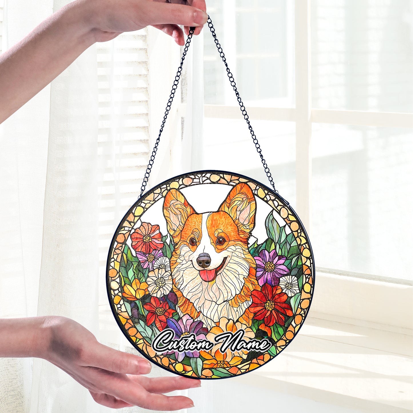 Netecom Personalized Corgi Dog Ornament, Custom Memorial Suncatcher, Pet Loss Remembrance Gift, Christmas Decoration