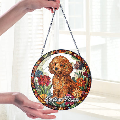 Netecom Personalized Poodle Dog Ornament, Custom Pet Memorial Suncatcher, Pet Loss Remembrance Gift, Christmas Decoration