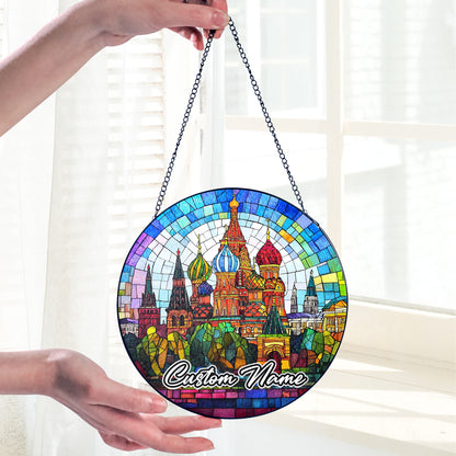 Netecom Personalized America Stained Glass Sun Catcher – Statue of Liberty Design, Custom Patriotic Decor for Home, Office, and Special Gifts