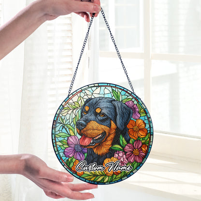 Netecom Personalized Rottweiler Dog Ornament, Custom Memorial Suncatcher, Pet Loss Sympathy Gift, Christmas Decoration