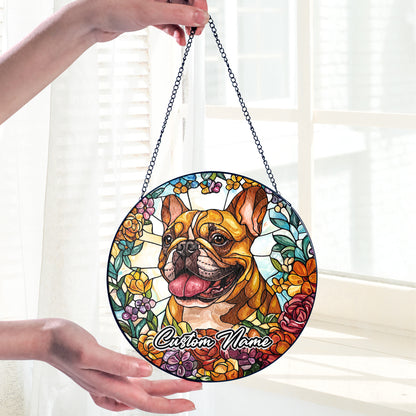 Netecom Personalized French Bulldog Ornament, Custom Memorial Suncatcher, Pet Loss Remembrance Gift, Christmas Decoration
