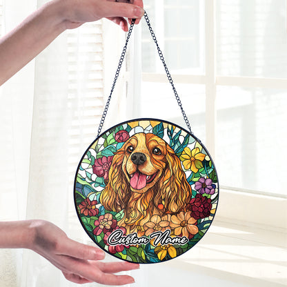 Netecom Personalized Cocker Spaniel Dog Ornament, Custom Memorial Suncatcher, Pet Loss Sympathy Gift, Christmas Decoration