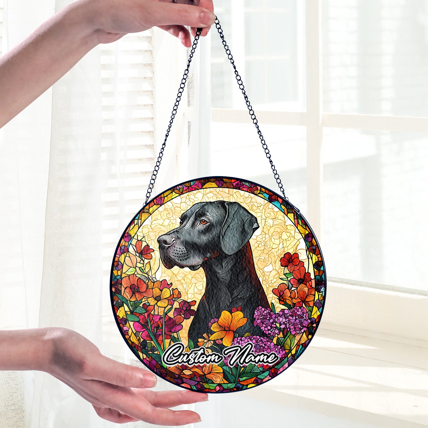 Netecom Personalized Great Dane Dog Ornament, Custom Pet Memorial Sun Catcher, Pet Loss Remembrance Gift, Christmas Decoration