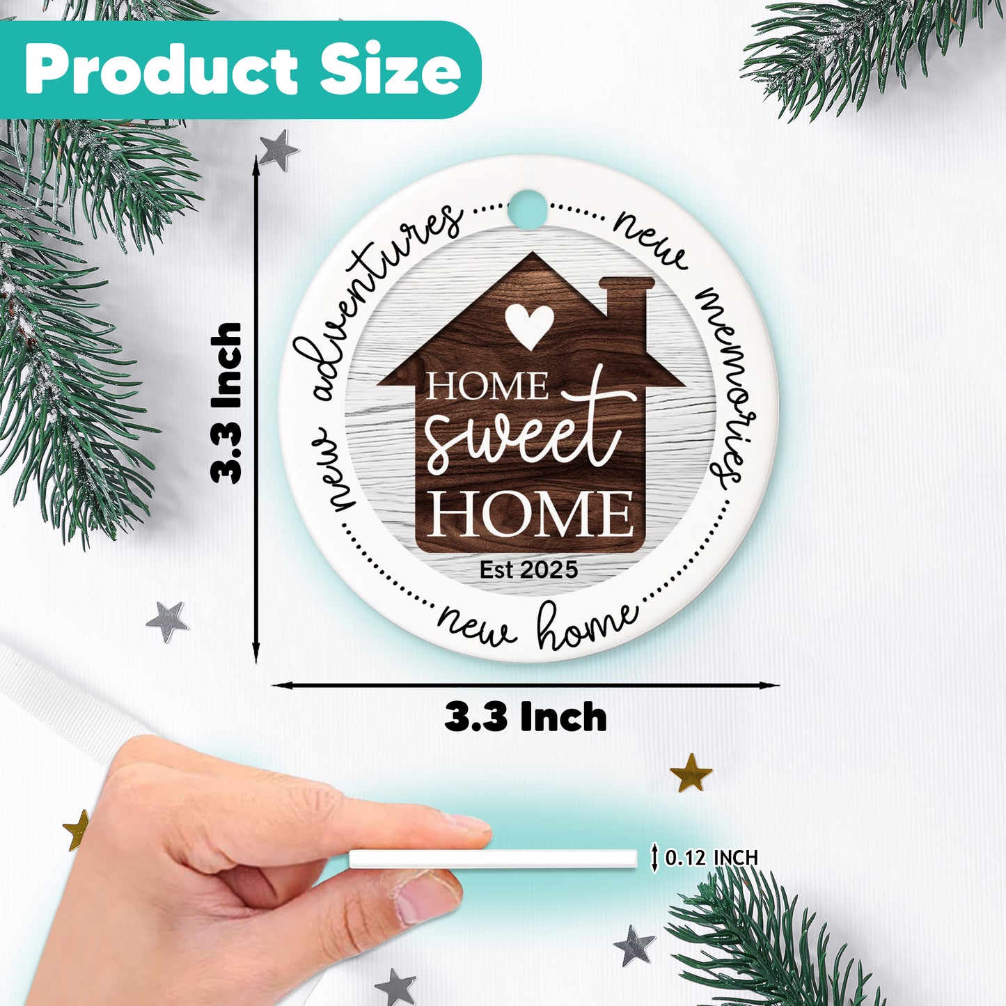 Netecom New Home Christmas Ornament 2025, Sweet Home Ceramic Ornament for Xmas Tree Hanging Decorations Gift, Housewarming Gift Ideas for Couple Women Men Homeowners, Holiday Party Present