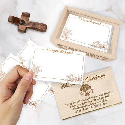 Netecom Retirement Prayer Box with Personalized Name on Cross, Christian Gift for Daily Reflection and Spiritual Encouragement