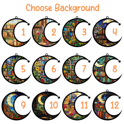 Netecom Personalized Boston Terrier Suncatcher for Windows Hanging, Custom Dog Sun Catcher Ornament with Name Date, Unique Gifts for Book Lovers, Reader Teacher Librarian Bookworm